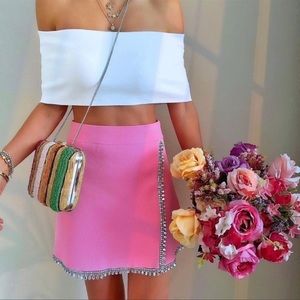 Zara jewel appliqué knit skirt